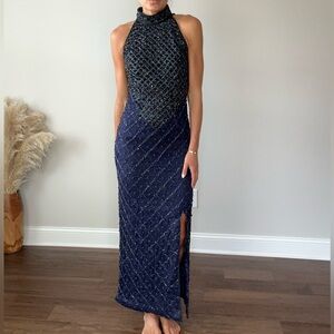 Stunning vintage beaded embellished high neck gown
